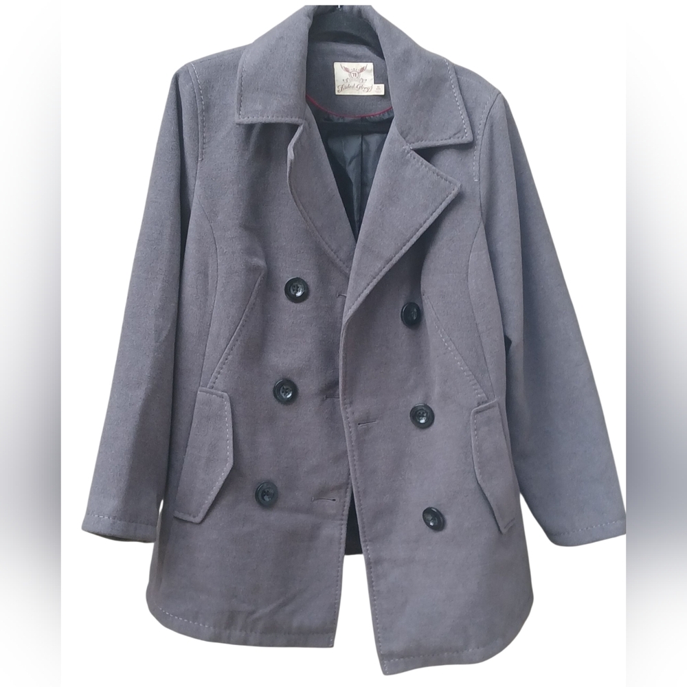 Faded Glory Women's Charcoal Grey Double-Breasted PeaCoat Jacket-Size 1X EUC - Picture 2 of 7